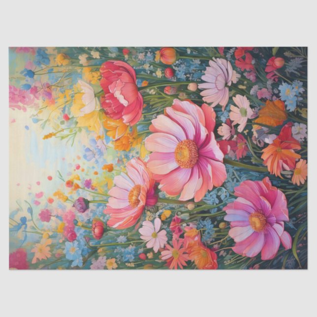 Papel De Seda Pastel Fantasy Fllower Garden Pink Floral (Frente )