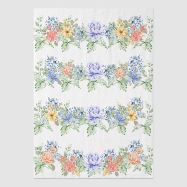 Papel De Seda Pastel Floral Borders Decoupage Paper (Frente )