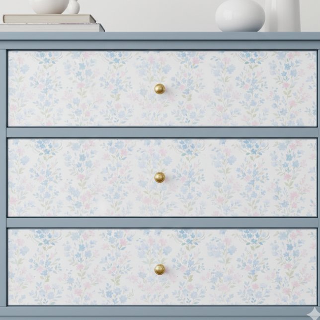 Papel De Seda Pastel Floral Decoupage Tissue Paper (preppy grandmillennial decoupage pink and blue floral tissue paper )