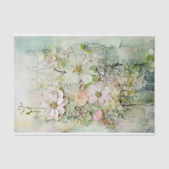 Papel De Seda Pastel Floral Mixed Media (Frente )