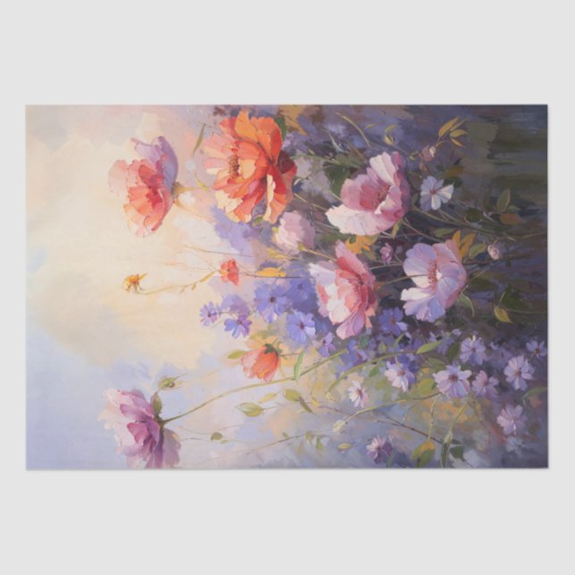 Papel De Seda Pastel Floral Painting Soft Blooming Garden (Frente )