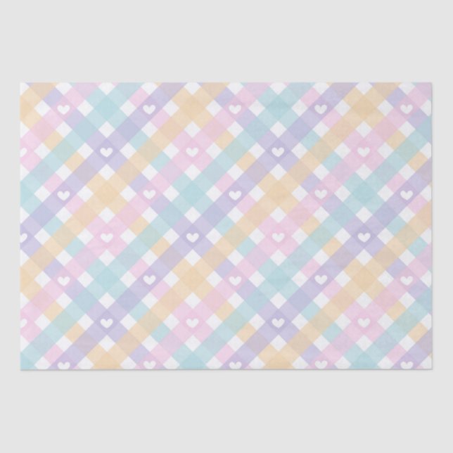 Papel De Seda Pastel Gingham Hearts (Frente )