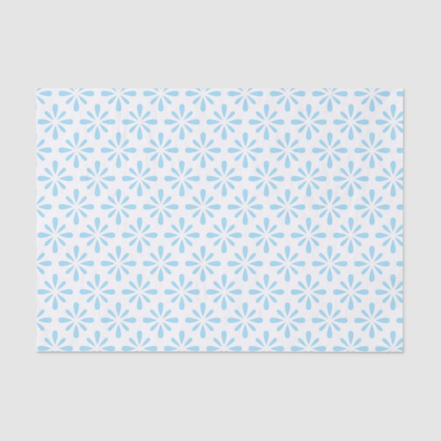 Papel De Seda Pastel Light Floral Elegante Azul (Frente )