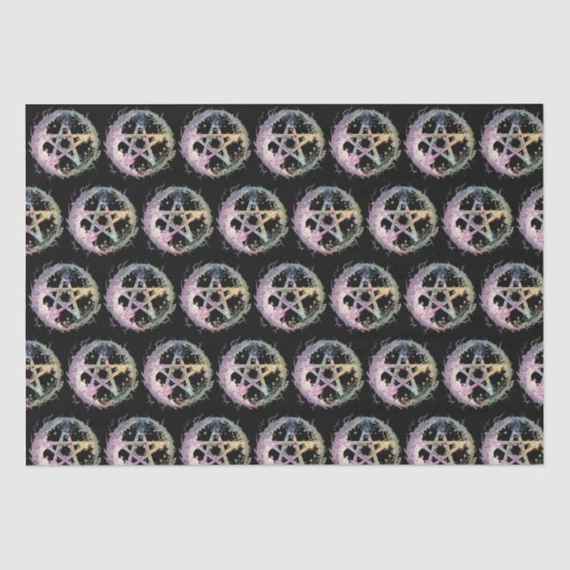 Papel De Seda Pastel Pentagram Witchcraft Black Halloween (Frente )