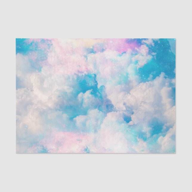 Papel De Seda Pastel Rainbow Cloudy Sky Aestético (Frente )