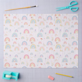 Papel De Seda Pastel Rainbows Girly Wildflower & Hearts