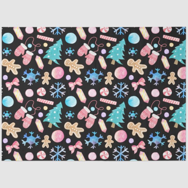 Papel De Seda Pastel Snowflakes Árvores de Natal Doces (Frente )