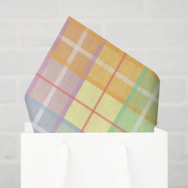 Papel De Seda Pastel Spring Plaid  (Sacola de presentes)