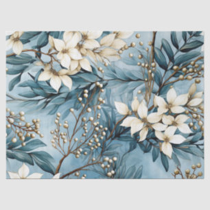 Papel De Seda Pastel Vintage Inspirado Blue Floral