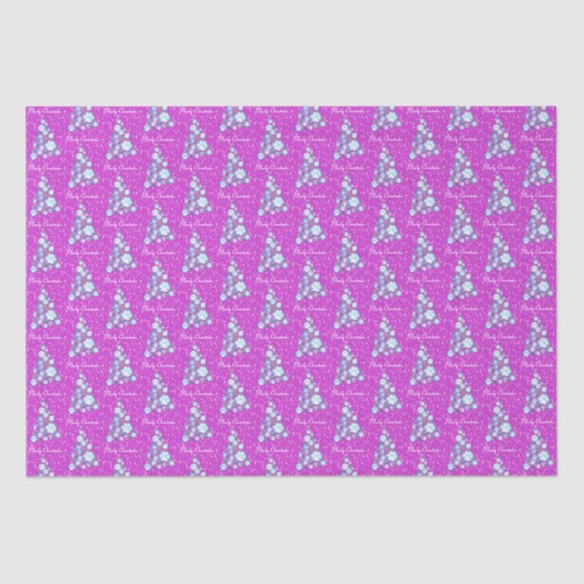 Papel De Seda Pata branca de animais rosa e azul Árvore de Natal (Frente )