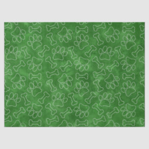 Papel De Seda Pata de Cachorro e Desenho de Padrão de Ossos Aqua