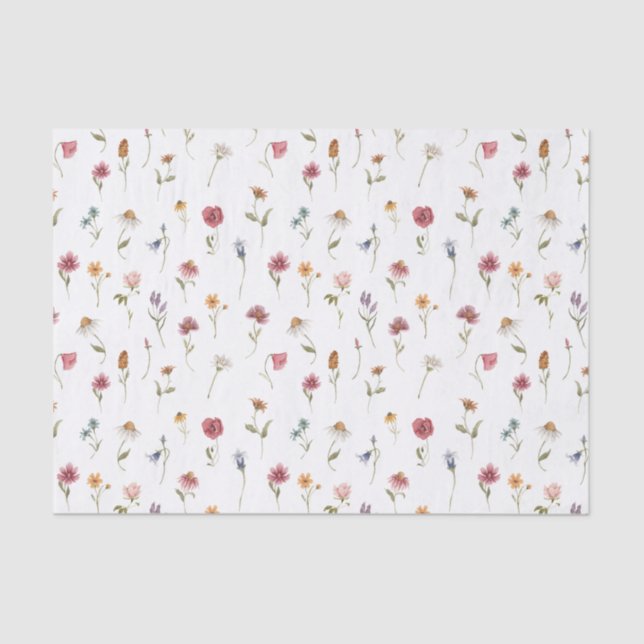 Papel De Seda Patamar de flor selvagem Primavera de aquarela