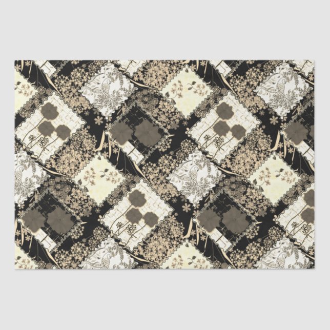 Papel De Seda Patchwork manta colchada de folhas feitas à mão et (Frente )