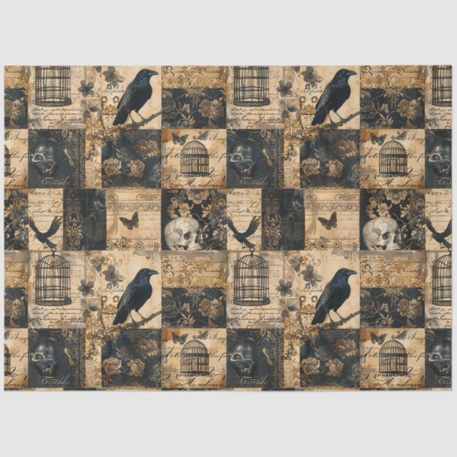 Papel De Seda Patchwork vitoriana do Halloween (Frente )