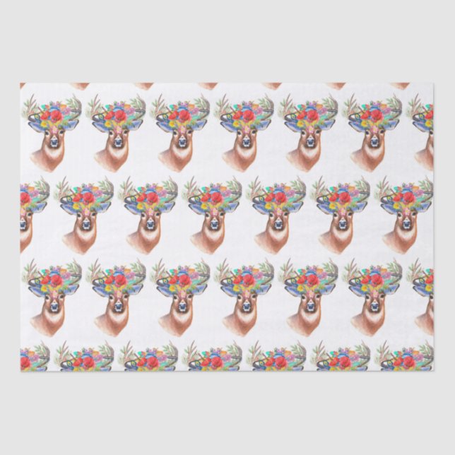 Papel De Seda Paterna Flower Reindeer de Natal Magia (Frente )