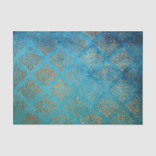 Papel De Seda Pátina de cobre grunge e verdigris turquesa (Frente )