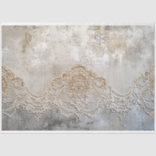 Papel De Seda Patina de Renda, Fundo Bege Cinza Chic Retrô