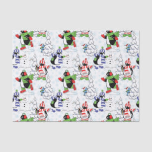 Papel De Seda Patinagem no gelo do pinguim do Natal