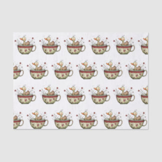 Papel De Seda Patinho Fofo Xícara Flor Silvestre Caprichoso
