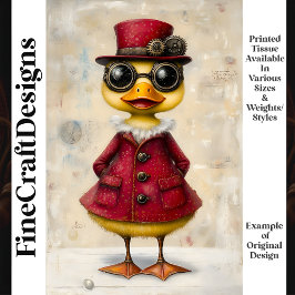 Papel De Seda Patinho Steampunk Fofo com Casaco e Chapéu K7 Deco
