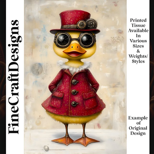 Papel De Seda Patinho Steampunk Fofo com Casaco e Chapéu K7 Deco (Criador carregado)