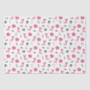Papel De Seda Patins de Gelo Rosa Floral de Natal