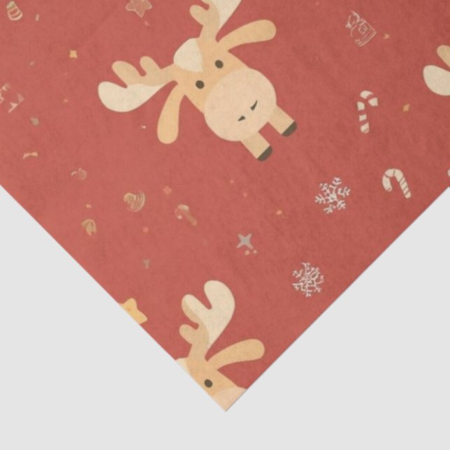 Papel De Seda Patite de cartoon de renas de natal Simples e Boni (Detalhes)