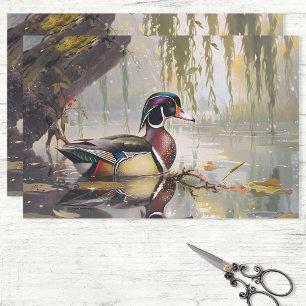 Papel De Seda Pato-de-madeira no Lago Arte Decoupage