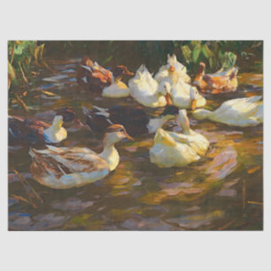 Papel De Seda Patos Brancos Pretos Vintage Em Decoupage De Pond