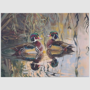 Papel De Seda Patos de Madeira no Trabalho de Decoupagem de Arte