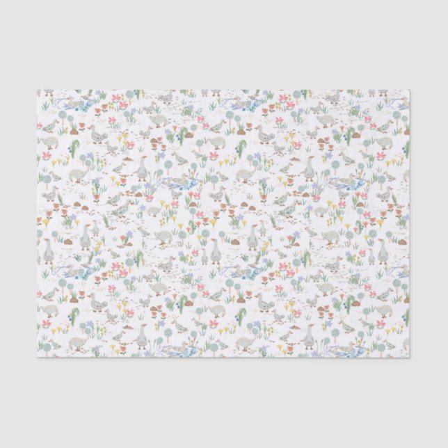 Papel De Seda Patos no jardim (Frente )