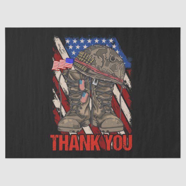 Papel De Seda Patriotic American Flag Thank You (Frente )