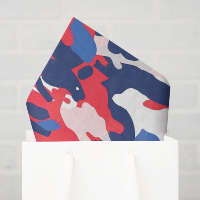 Papel De Seda Patriotic Camo Red White Blue USA Freedom (Sacola de presentes)
