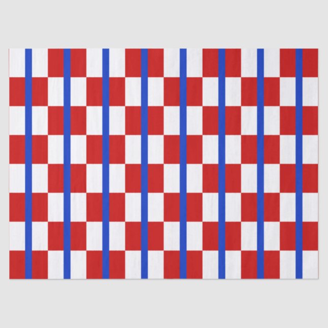 Papel De Seda Patriotic Checker Stripe Tissue Paper (Frente )