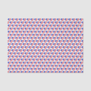 Papel De Seda Patriotic Love USA American Flag Heart Impressão G