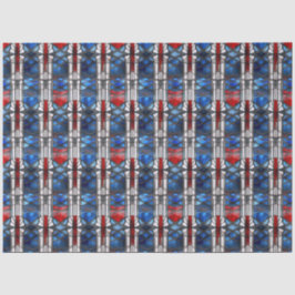 Papel De Seda Patriotic Red Blue Stained Glass 