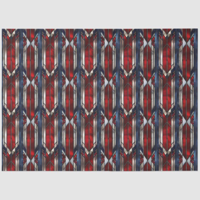 Papel De Seda Patriotic Red White Blue Geometric Pattern (Frente )