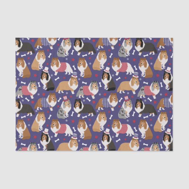 Papel De Seda Patriotic Sheltie Shetland Sheepdog (Frente )