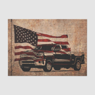 Papel De Seda Patriótico Grunge American Flag e Black Truck