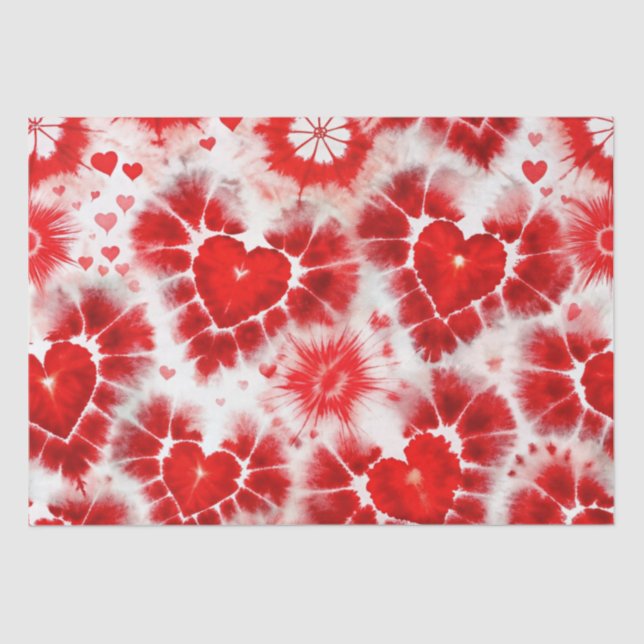 Papel De Seda Pattern Tie Dye Red Hearts (Frente )