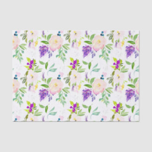 Papel De Seda Patterno da Dainty Watercolor Peonies and Wisteria