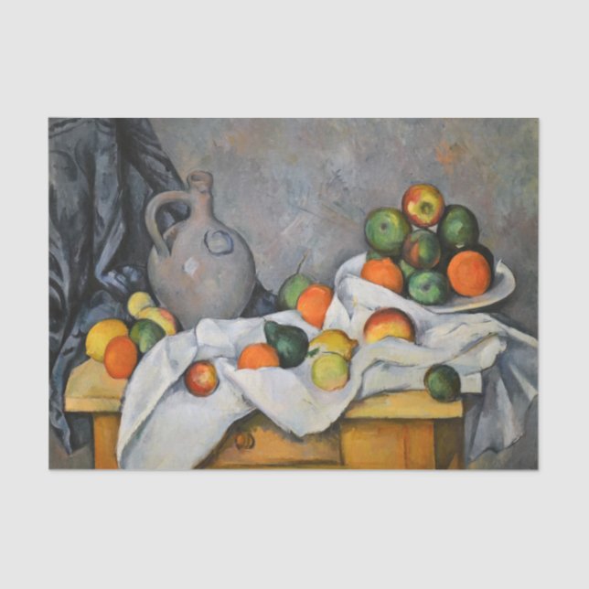 Papel De Seda Paul Cezanne - Cortina, Jug e Fruta Bowl (Frente )