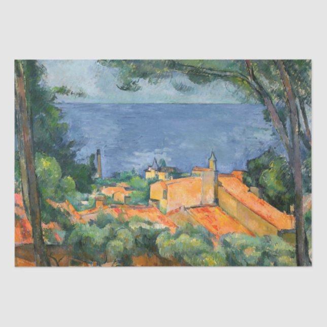 Papel De Seda Paul Cezanne - Estaque com Telhados Vermelhos (Frente )
