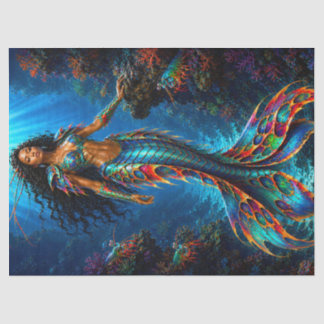 Papel De Seda Pavão Colorido Camarão Mantis Sereia Guerreira