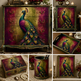 Papel De Seda Pavão com Joias Radiantes Decoupage
