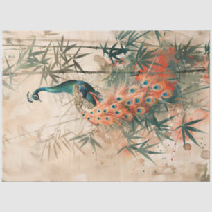 Papel De Seda Pavão de aquarela