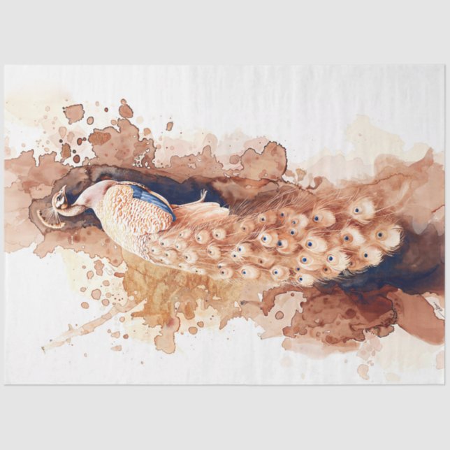 Papel De Seda Pavão de aquarela (Frente )