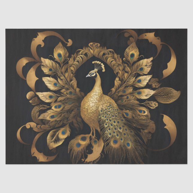 Papel De Seda Pavão Dourado (Frente )