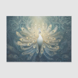 Papel De Seda Pavão em Bloom, Penas Brancas, Elegância