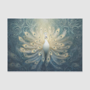 Papel De Seda Pavão em Bloom, Penas Brancas, Elegância